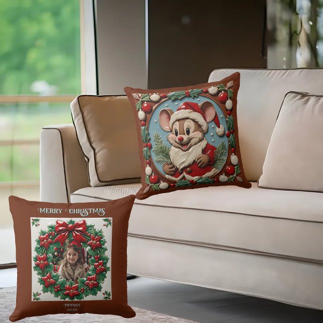 Almohada de lanzamiento de ratón de Navidad emocio (Subido por el creador)