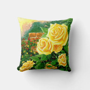 Almohada de lanzamiento de rosas amarillas trepado