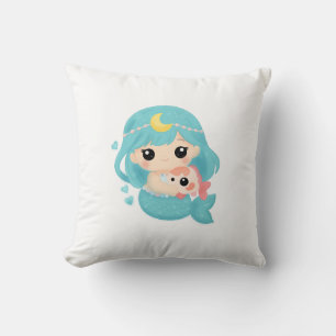 Almohada de lanzamiento de sirena Kawaii – Arte oc