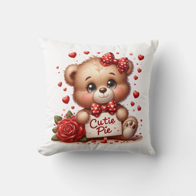 Almohada de lanzamiento de Teddy de San Valentín (Anverso)