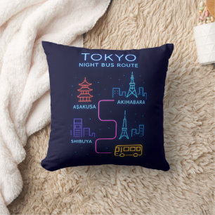 Almohada de lanzamiento de Tokio Neon Night Viaj