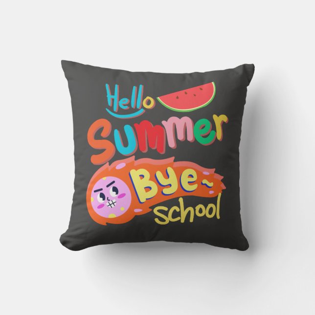 Almohada de lanzamiento de verano Hola Adiós Escue (Anverso)