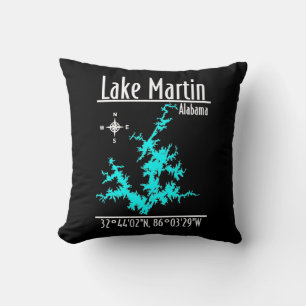 Almohada de lanzamiento del mapa de Lake Martin Al