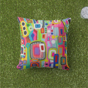 Almohada de lanzamiento exterior de 16 x 16 Happy 