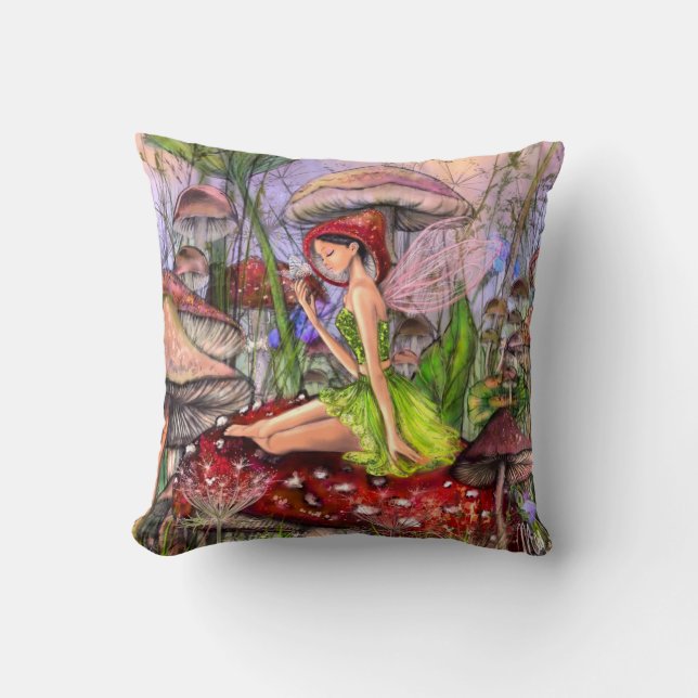 Almohada de lanzamiento Fantasía de Hongos (Anverso)