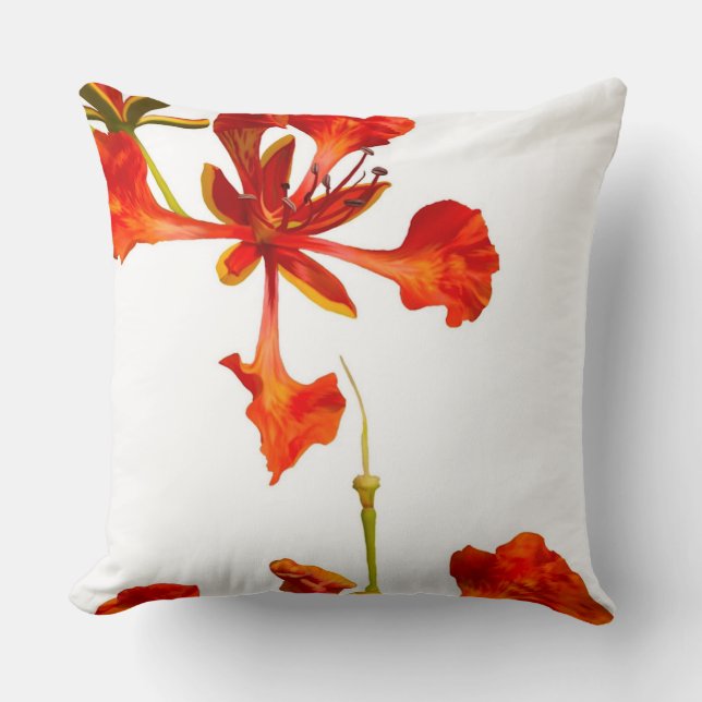 Almohada de lanzamiento Flor de Poinciana Real (Anverso)