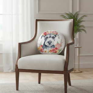 Almohada de lanzamiento floral Amo a mi Schnauzer