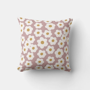 Almohada de lanzamiento floral de margaritas retro