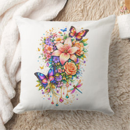 Almohada de lanzamiento floral de mariposa de lujo
