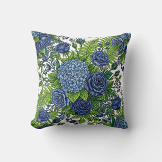 Almohada de lanzamiento Floral Índigo Hortensias