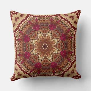 Almohada de lanzamiento floral navideña de oro roj