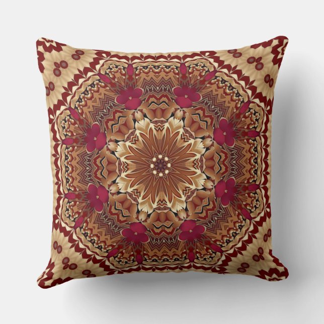 Almohada de lanzamiento floral navideña de oro roj (Reverso )