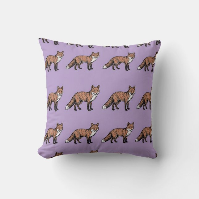 Almohada de lanzamiento Fox Boho Lavanda (Anverso)