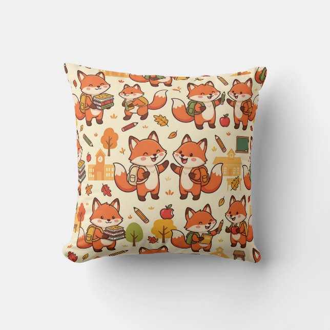 Almohada de lanzamiento Fox School – Patrón de zor (Anverso)
