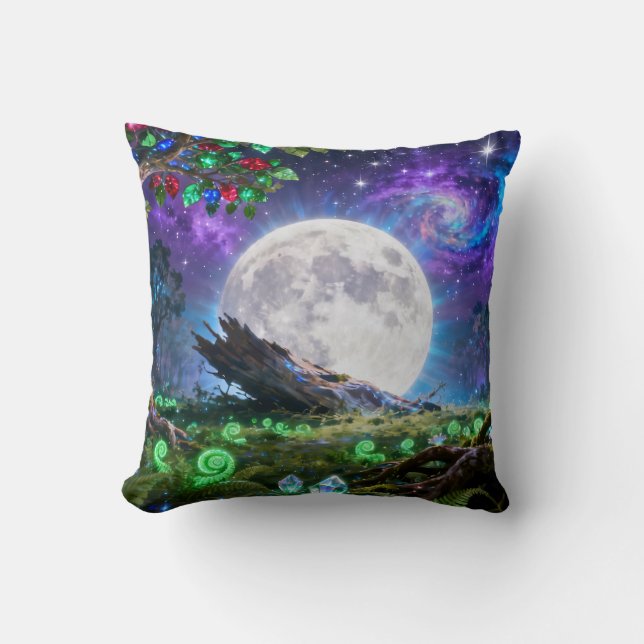 Almohada de lanzamiento Full Moon Fantasy Forest (Anverso)