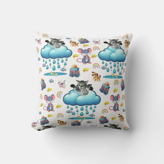 Almohada de lanzamiento Gato Perro Ratones Queso H (Anverso)