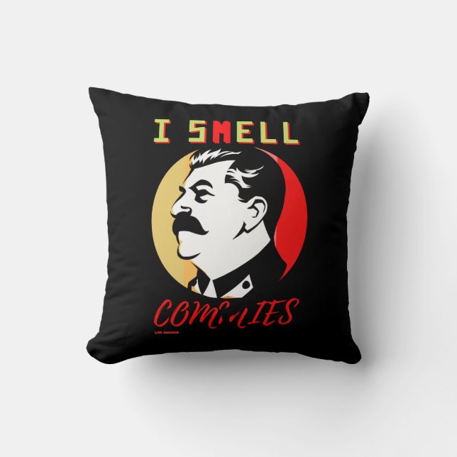 almohada de lanzamiento "I SMELL COMMIES 3 STALIN" (Anverso)