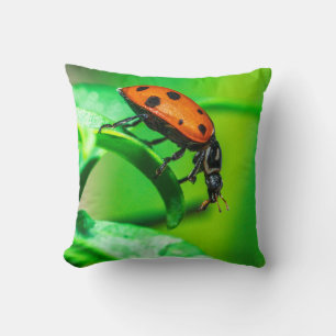 Almohada de lanzamiento macro de mariquita Decorac
