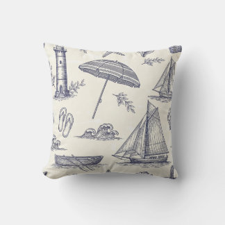 Almohada de lanzamiento náutico costero vintage