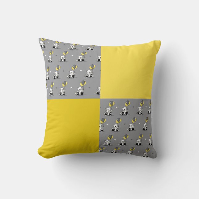 Almohada de lanzamiento Osos globos Amarillo y Gri (Anverso)
