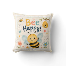Almohada de lanzamiento para niños felices abejas