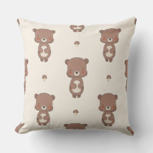 Almohada de lanzamiento para nursery Oso y hongo d