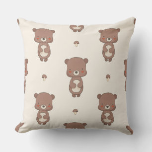 Almohada de lanzamiento para nursery Oso y hongo d