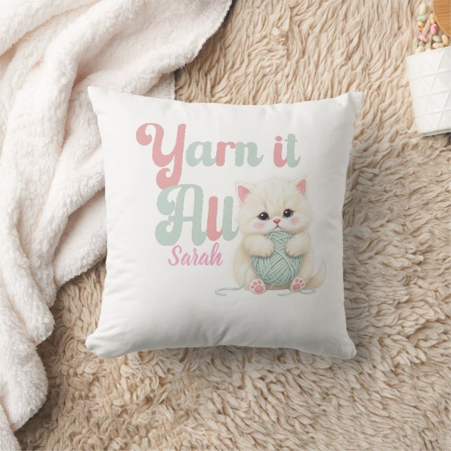 Almohada de lanzamiento Personalizada Yarn it All (Manta)