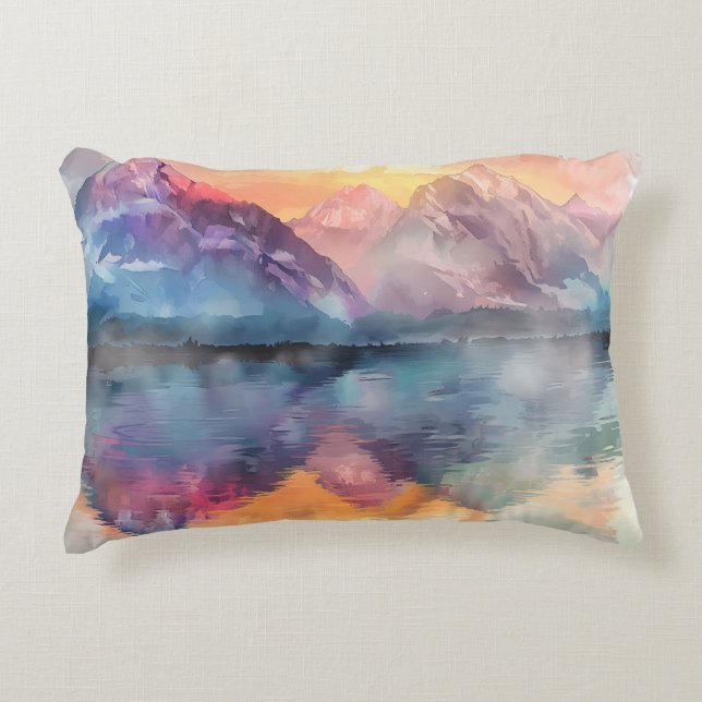 Almohada de lanzamiento - Reflexión de montaña en  (Anverso)