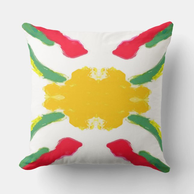 almohada de lanzamiento rojo y amarillo Starburst (Anverso)