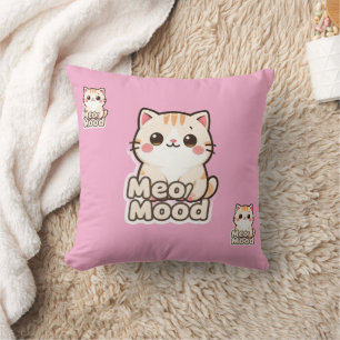 Almohada de lanzamiento rosa de gato Kawaii lindo