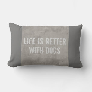 almohada de lanzamiento shabby chic dog cita gris