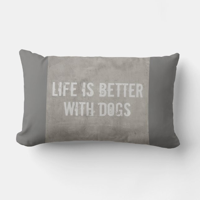 almohada de lanzamiento shabby chic dog cita gris (Anverso)