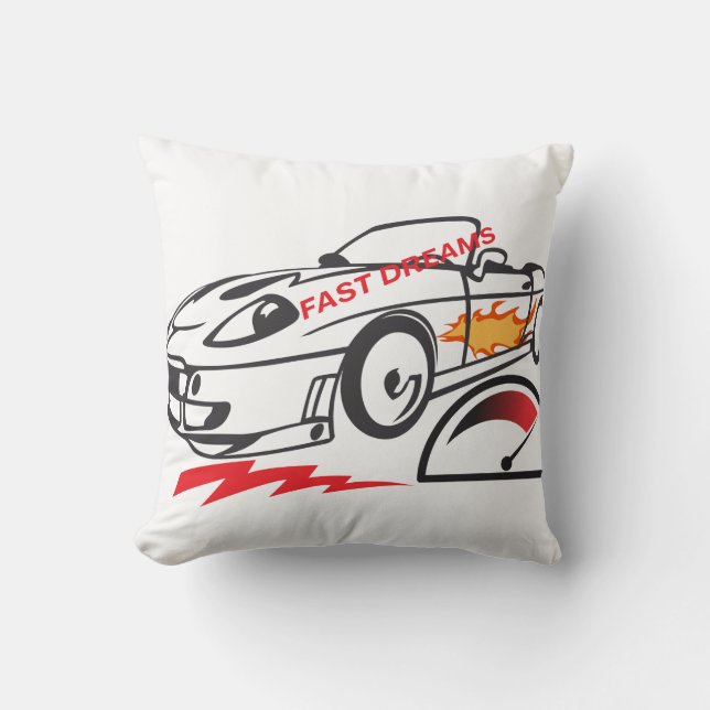 Almohada de lanzamiento Sueños Rápidos –Diseño de  (Anverso)