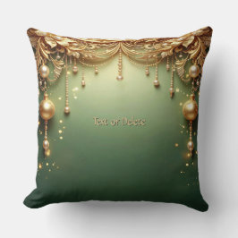 Almohada de lanzamiento verde festivo con adornos