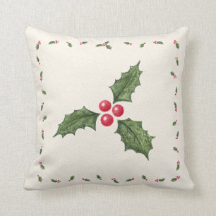 Almohada de las bayas del acebo del navidad