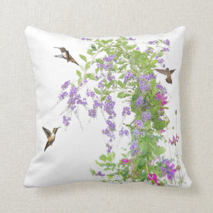 Almohada de las flores de los colibríes
