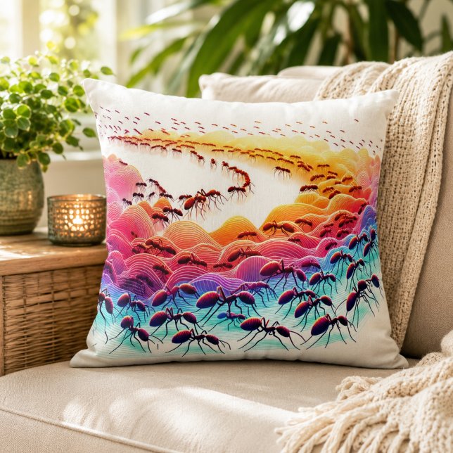 Almohada de las hormigas en el país de las maravil (Ants in Wonderland Pillow)