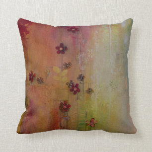 Almohada de las margaritas rojas y blancas