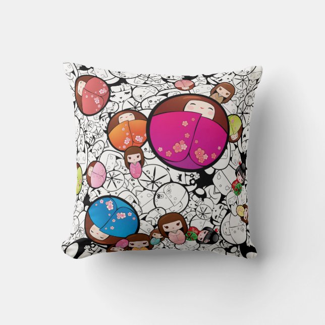 Almohada de las muñecas de Kokeshi (Anverso)