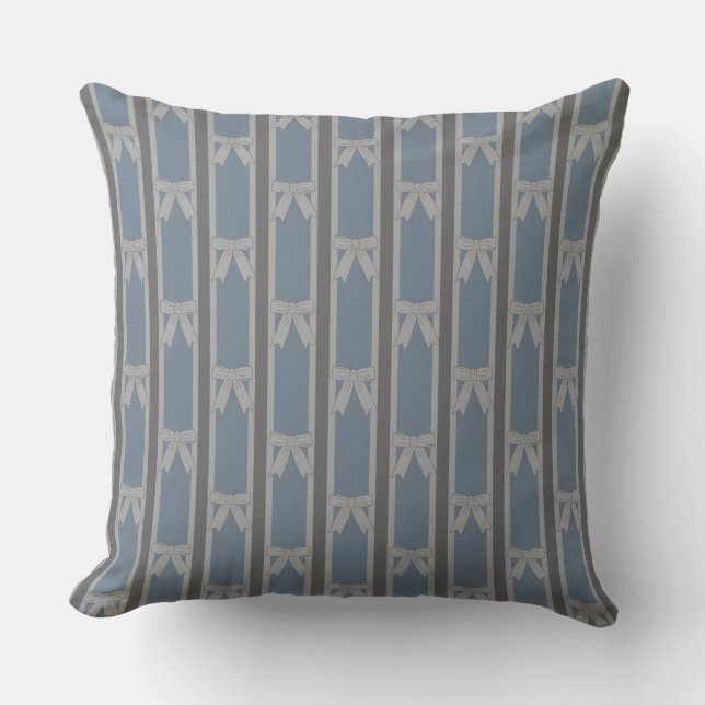 Almohada de lazo rayado divertida y elegante (Anverso)