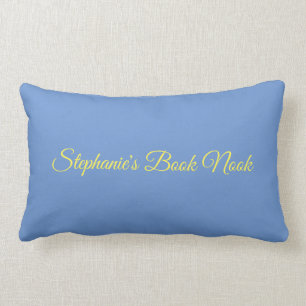 almohada de lectura, elegante y bonito azul y amar
