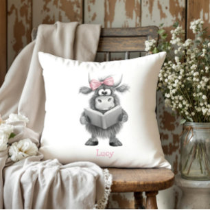 Almohada de lectura personalizada de vaca de las H