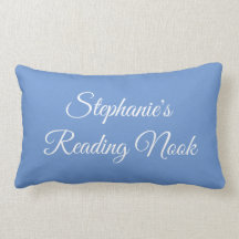 almohada de lectura personalizada, elegante y azul