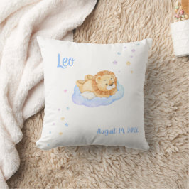 Almohada de León Bebé con Nombre y Fecha de Nacimi