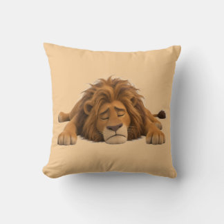 Almohada de león cansado lindo león durmiendo