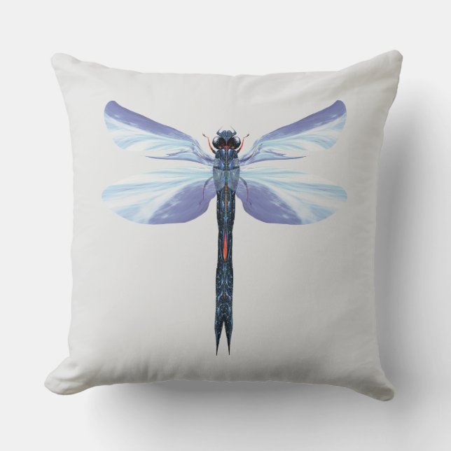 Almohada de libélula celestial: arte de insecto az (Anverso)