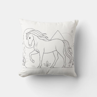 Almohada de libro de colorear caballos