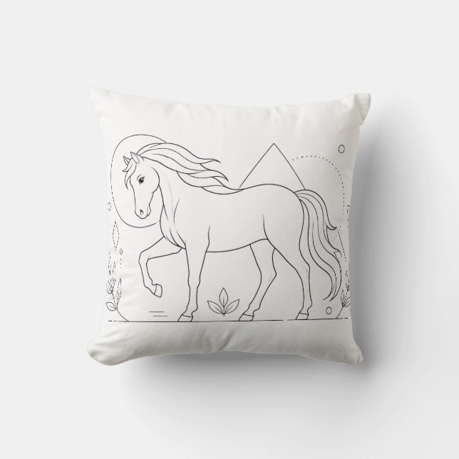 Almohada de libro de colorear caballos (Anverso)