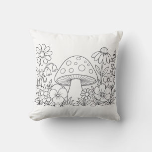 Almohada de libro de colorear de hongos Cottagec